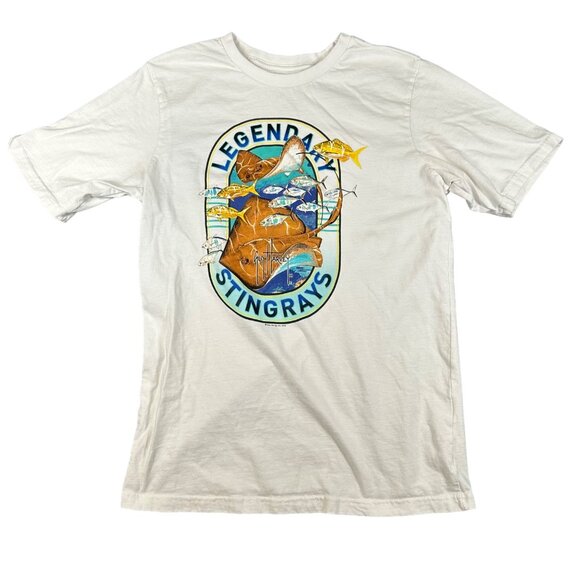 Guy Harvey Kids XXL White Legendary Stingrays Graphic Print T-Shirt Short Sleeve - Picture 1 of 6